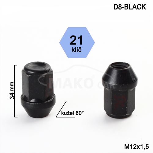 Uzavretá matica čierna rozmer : M12x1,5