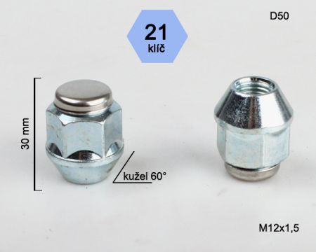 Uzavretá matica s nerezovým víčkom rozmer : M12x1,5