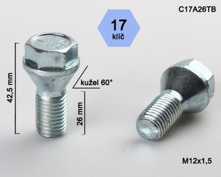 Skrutka s nízkou hlavou (7 mm) M12 x 1,5,závit 26 mm