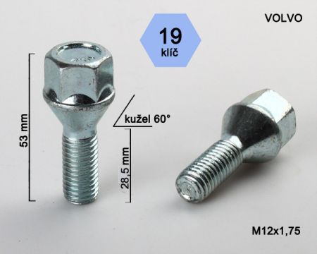 VOLVO Skrutka M12 x 1,75 • kužel 60° • 19 mm kľúč